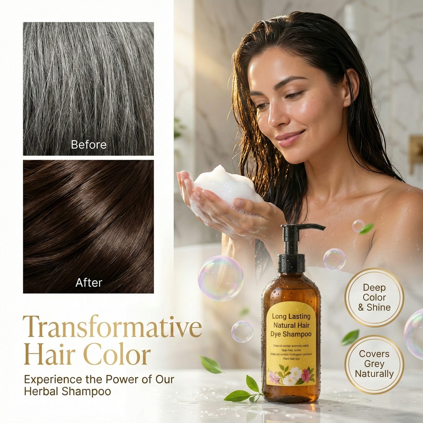 Instant Grey Hair Coverage Long Lasting Natural Hair Dye Shampoo – Buy 1 Get 1 Free